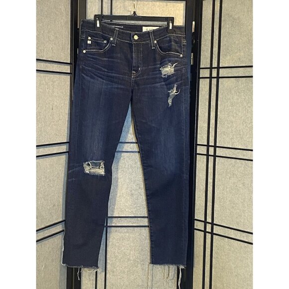 AG Jeans Ex-Boyfriend Slim Slouchy Slim Denim Size 28 Raw Hem Distressed - Picture 1 of 12
